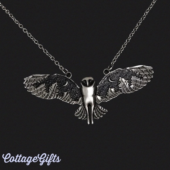 NEW Night Sky Barn Owl Necklace - Picture 2 of 5